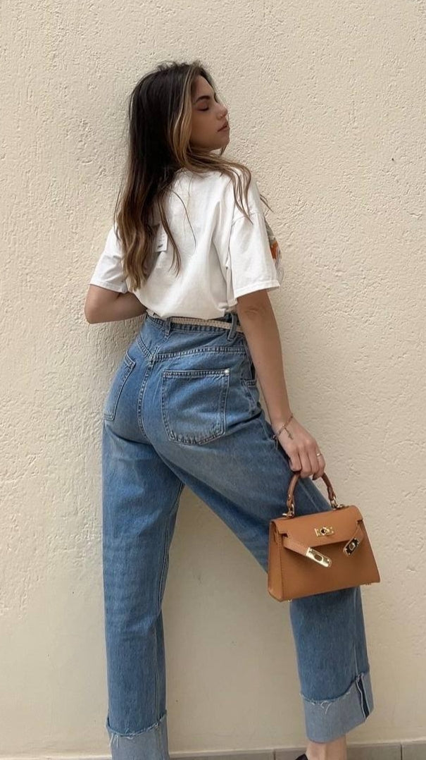 Jeans cuffed