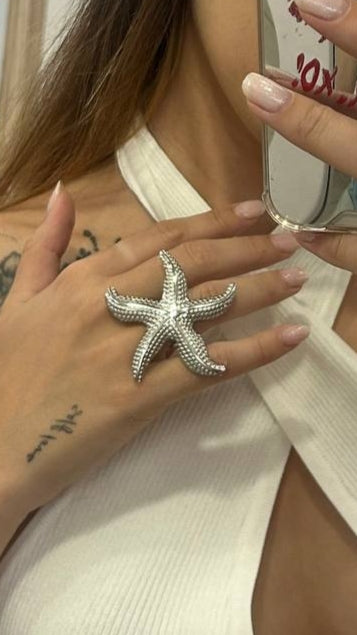Anello acciaio stella marina