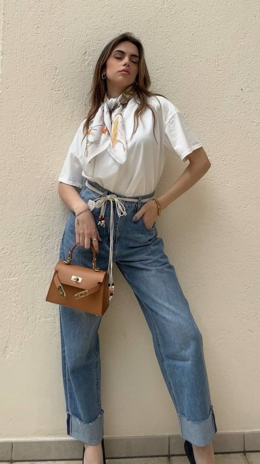 Jeans cuffed