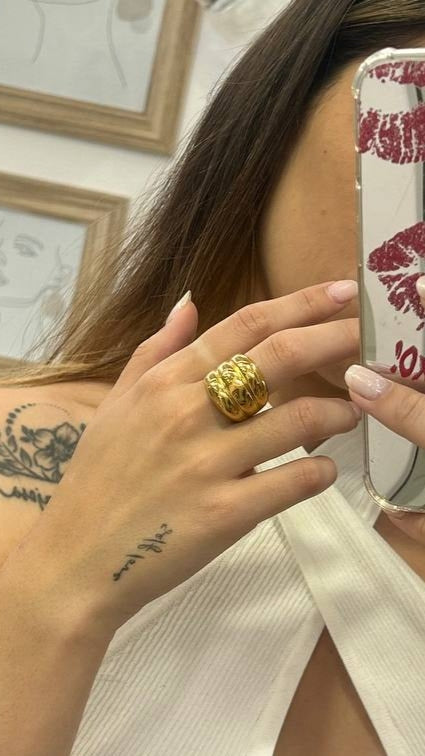 Anello acciaio oro