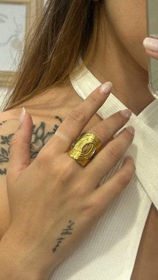 Anello acciaio oro